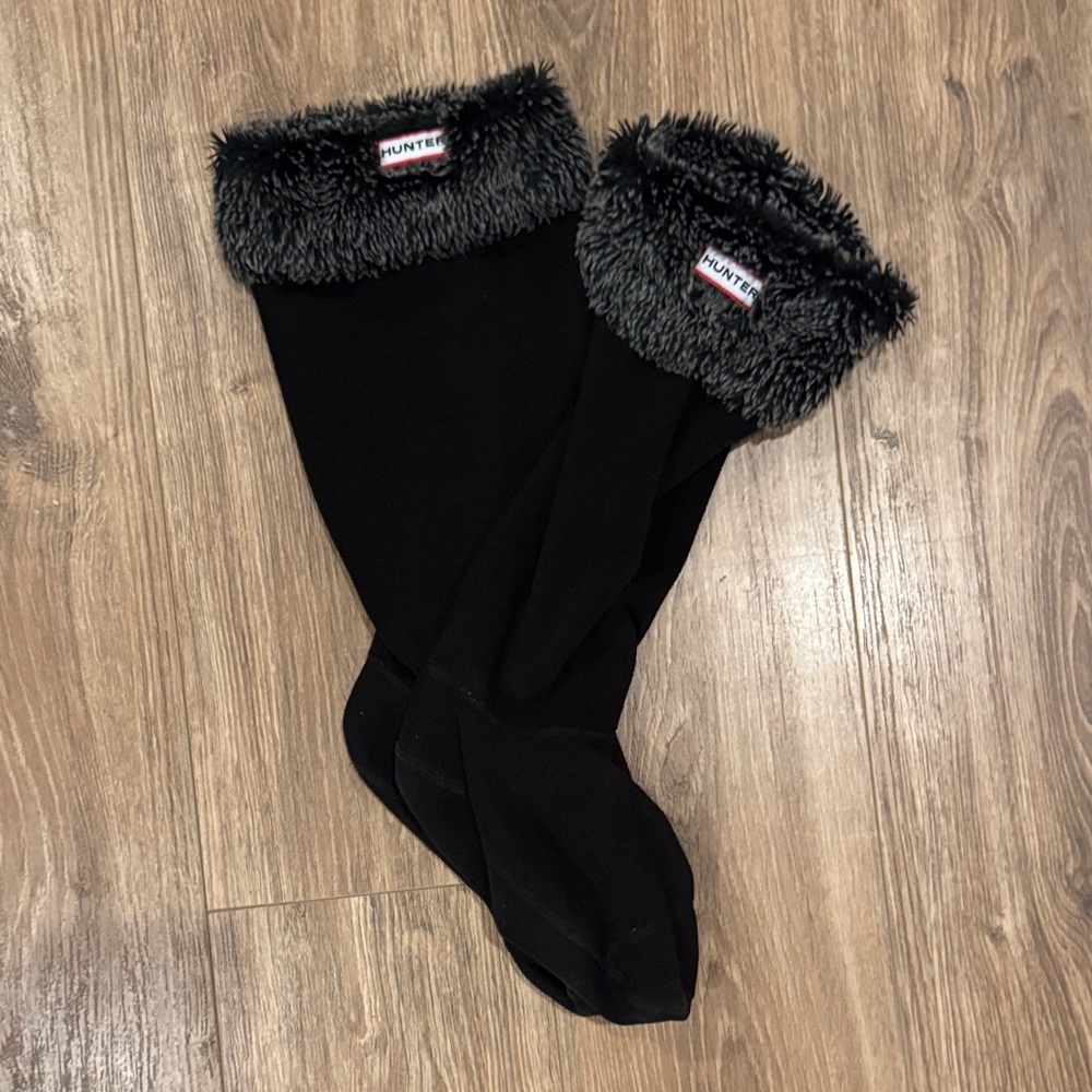Hunter Black Boot Socks with Faux Fur Trim